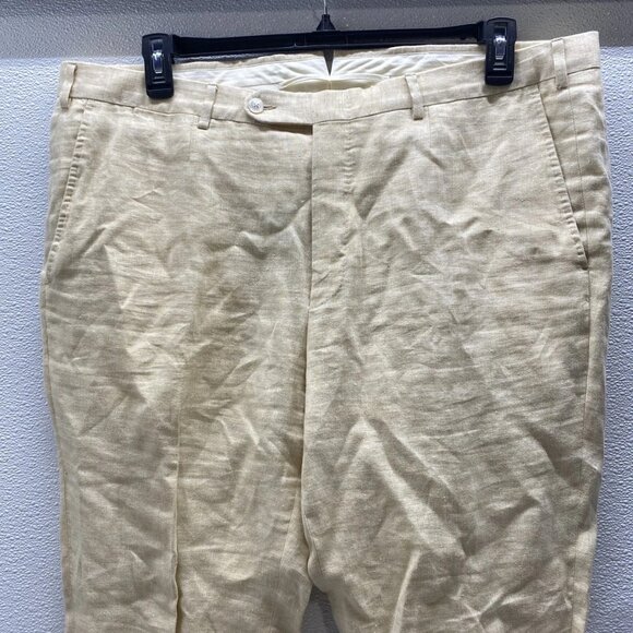 Zegna Men’s Flat Front Linen Tailored Pants - Picture 9 of 10